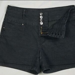 Silver Crush Shorts Black Denim Jean High Rise Stretch